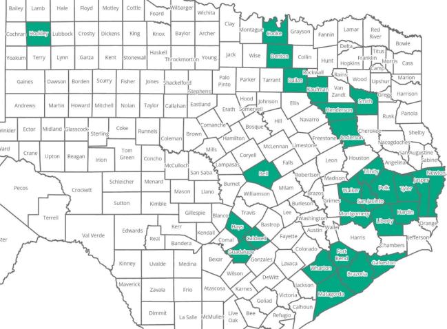 HAP and HRP Map of Eligible Counties 7/2025