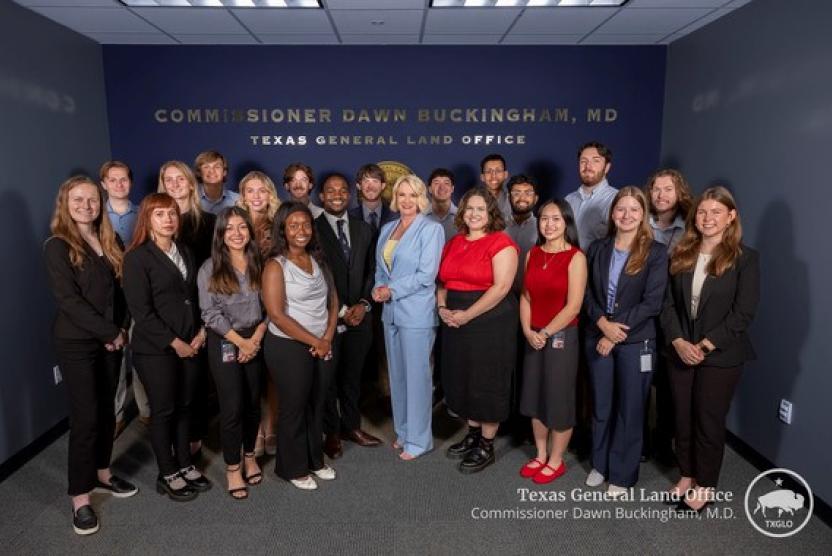 Commissioner Dawn Buckingham with the GLO's 2025 Summer Interns
