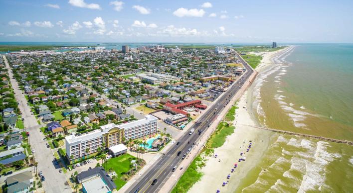 aerial image of Galveston, Texas
