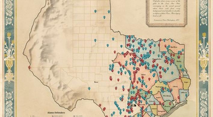 Alamo Defenders Heritage Map of Texas by Texas Land Commissioner Dawn Buckingham, M.D.