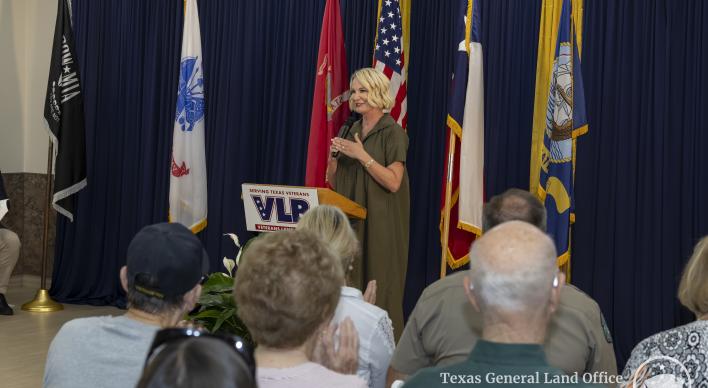Texas Land Commissioner Dawn Buckingham, M.D., gives keynote speech at the 25th Anniversary of the William R. Courtney Texas State Veterans Home in Temple on July 28, 2025