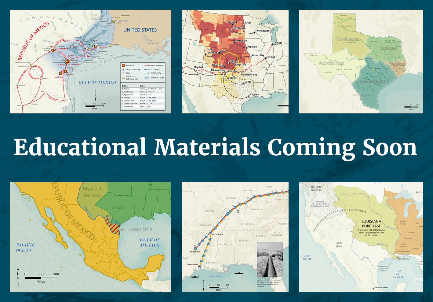 A collage image of maps with the words "Coming Soon" in the middle.
