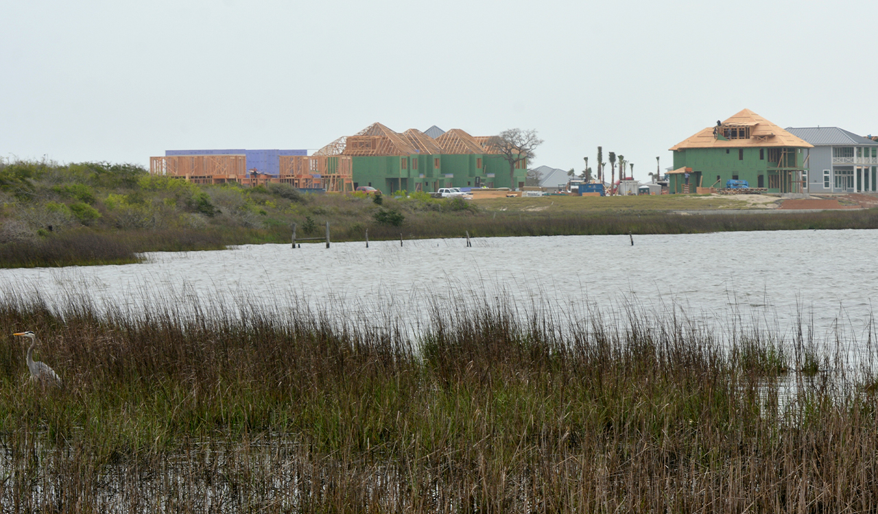 Homes being built on the Texas coast