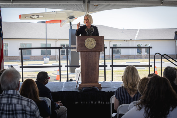 Commissioner Buckingham delivers a speech at the Grand Opening of the Tuskegee Airmen Texas State Veterans Home