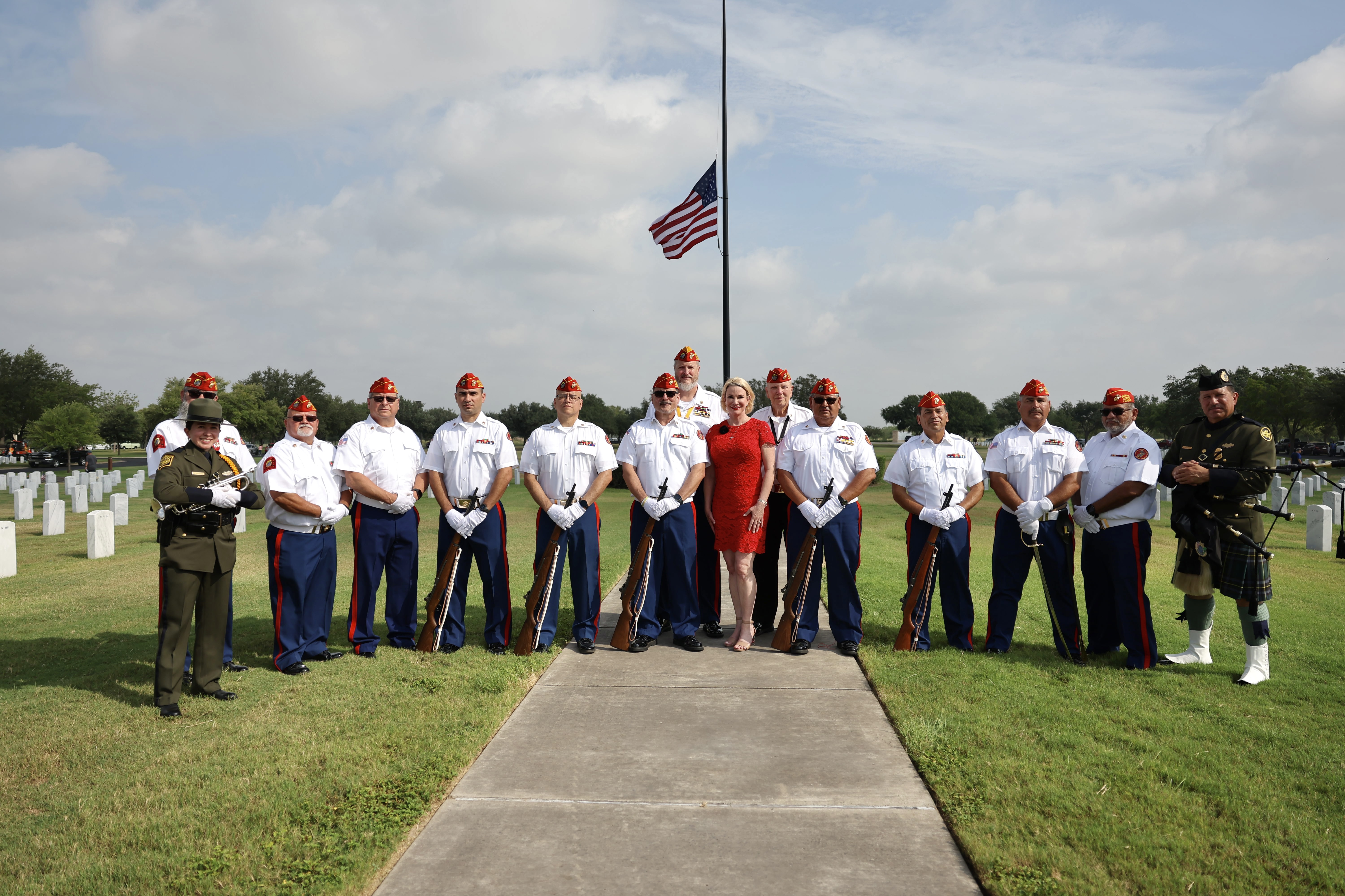 Texas Land Commissioner Dawn Buckingham, M.D. with the Marine Corps League RGV Detachment on Memorial Day at the Rio Grande Valley TSVC