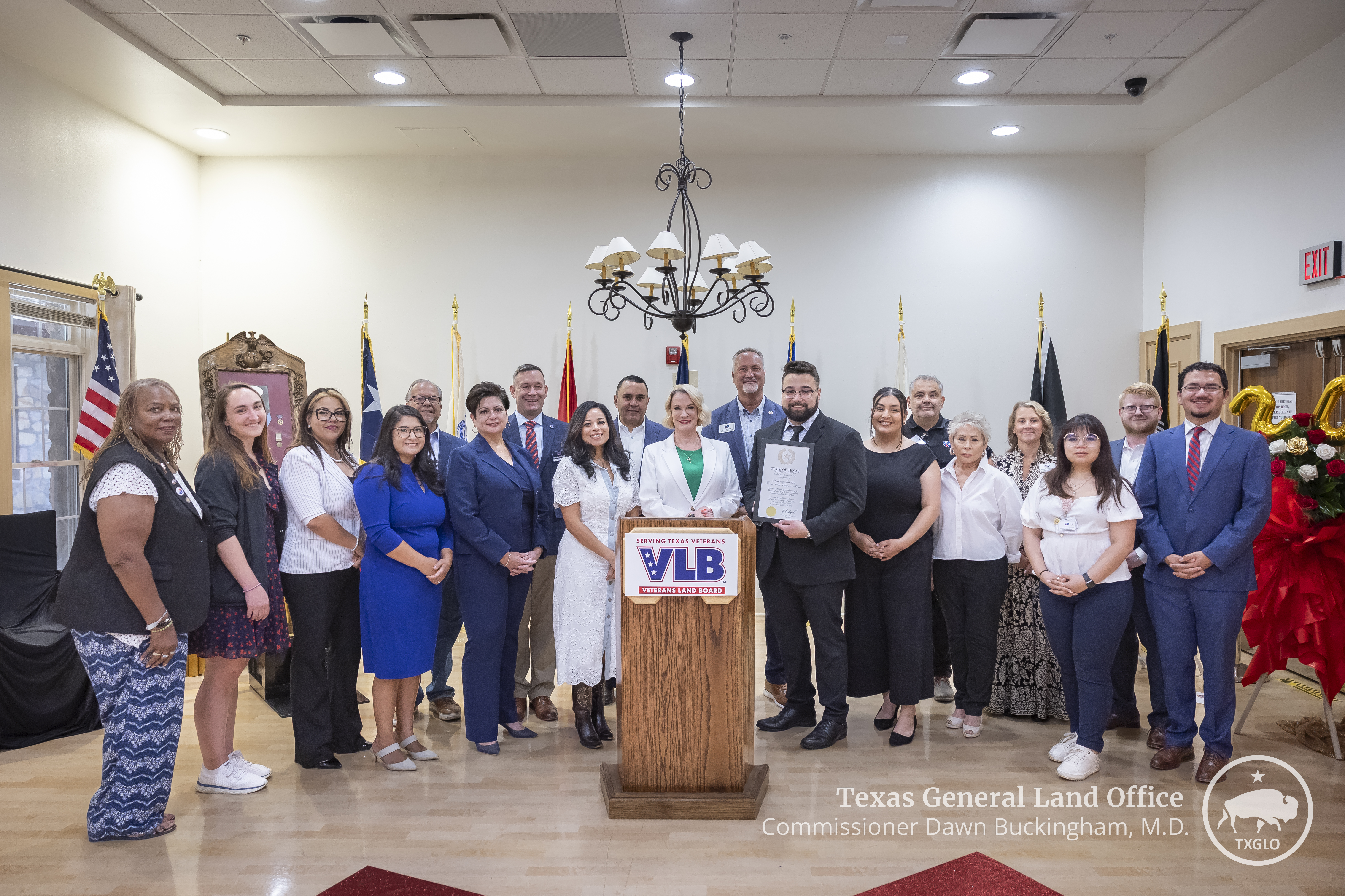 Texas Land Commissioner Dawn Buckingham, M.D., with El Paso elected officials and staff
