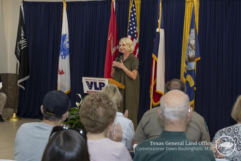 Texas Land Commissioner Dawn Buckingham, M.D., gives keynote speech at the 25th Anniversary of the William R. Courtney Texas State Veterans Home in Temple on July 28, 2025