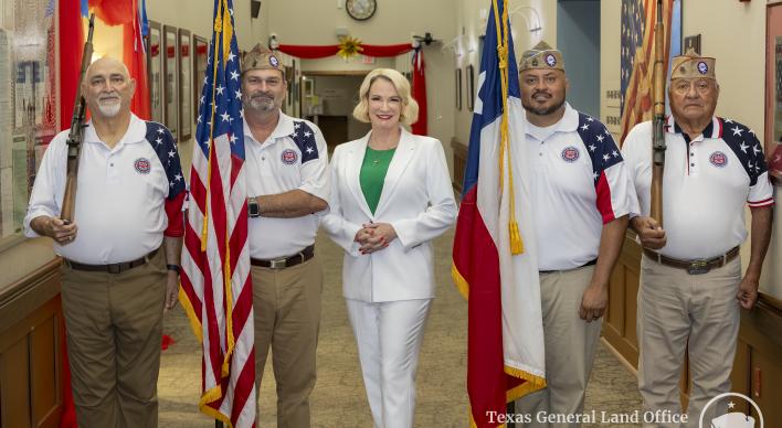 Commissioner Buckingham with Color Guard (Benavidez-Patterson “All Airborne” Chapter of the 82nd Airborne Division Association) at the Ambrosio Guillen Texas State Veterans Home in El Paso, Texas