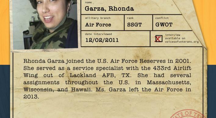 Voices of Veterans: Staff Sergeant Rhonda Garza Shares Her Story of Service in the U.S. Air Force
